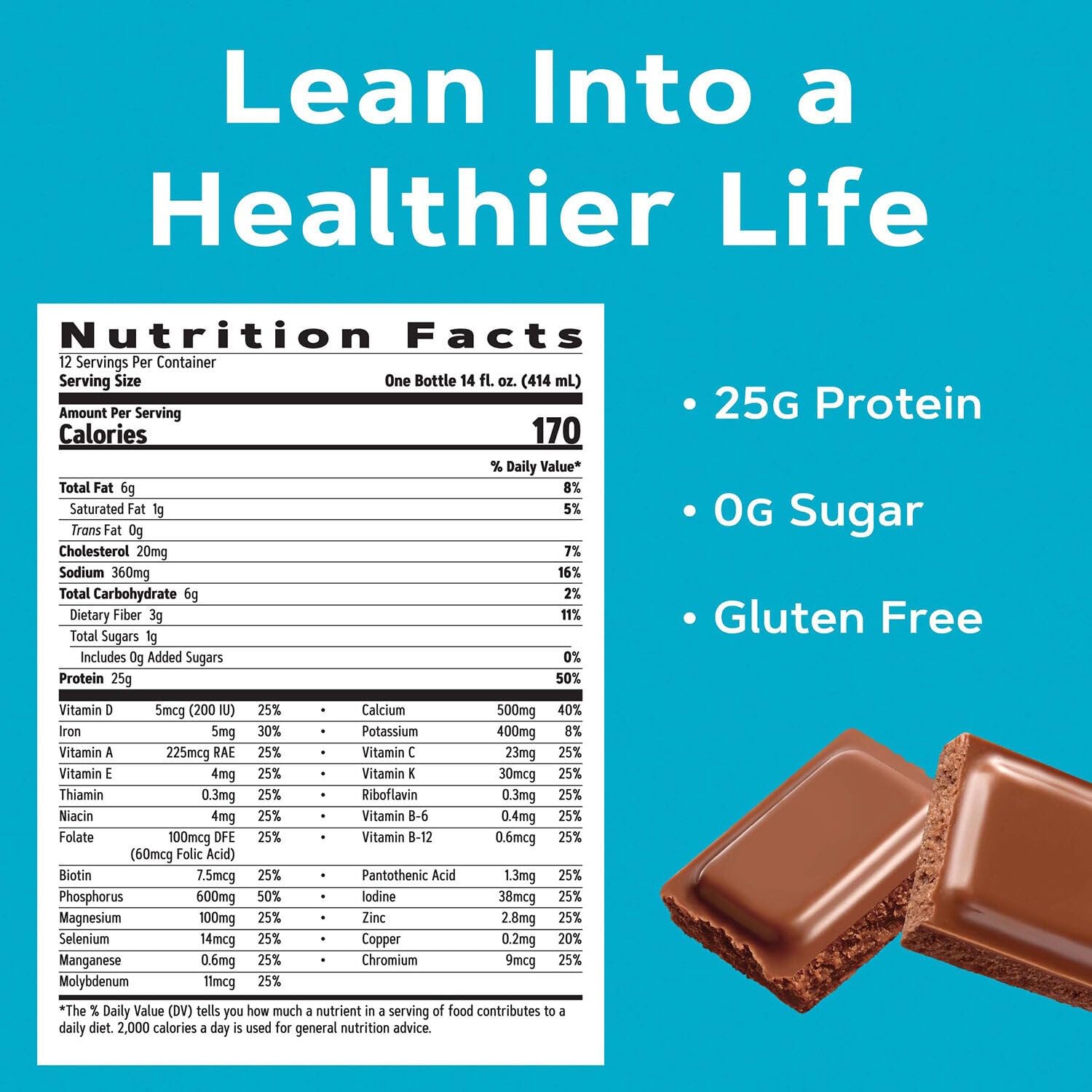 GNC Total Lean Lean Shake 25 - Swiss Chocolate - 12 Bottles - Image 6