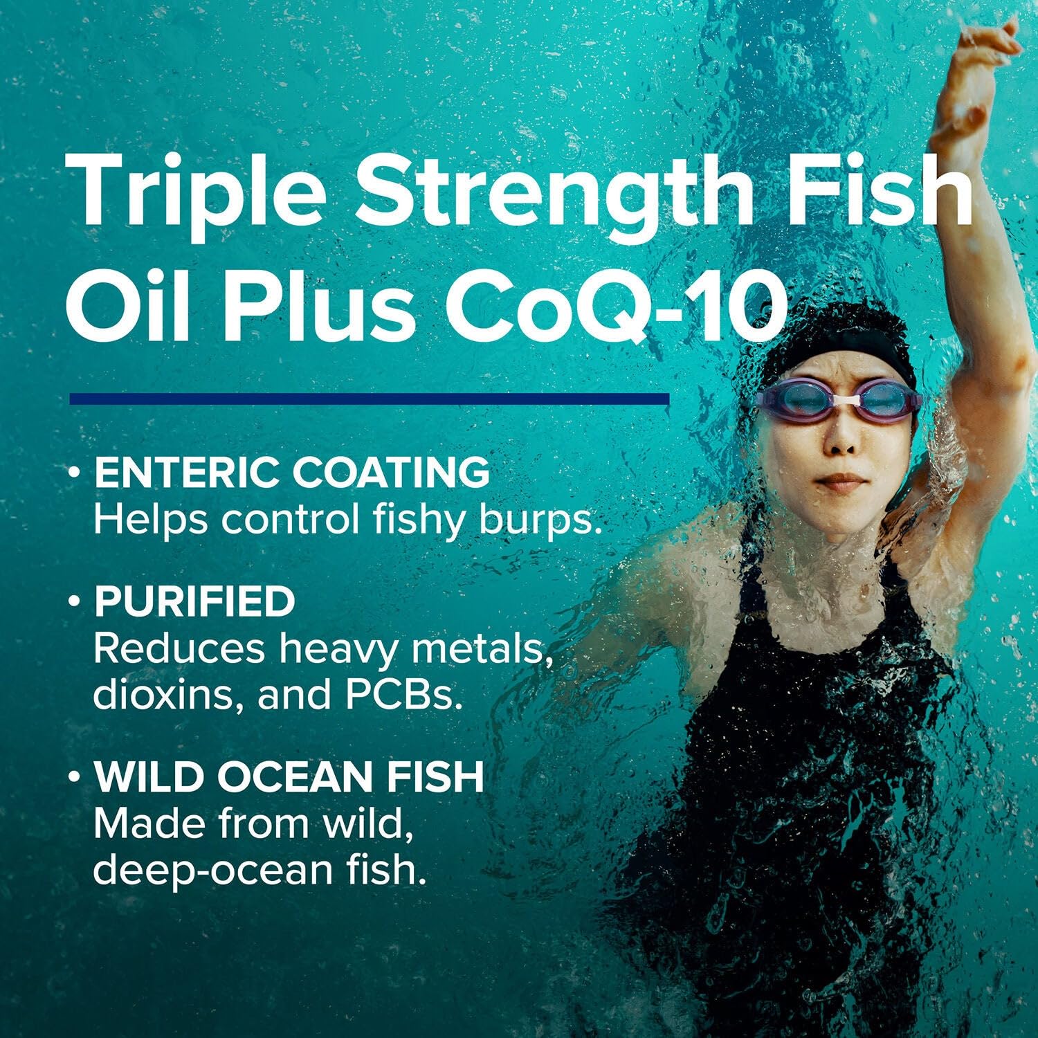 GNC Triple Strength Fish Oil Plus CoQ10 Omega 3 Supplement, 1000mg EPA and DHA, 100mg CoQ10, Heart and Circulatory Health, Plus Skin, Joint, Brain, and Eye, Coated to Control Fishy Burps, 30 Servings - Image 6